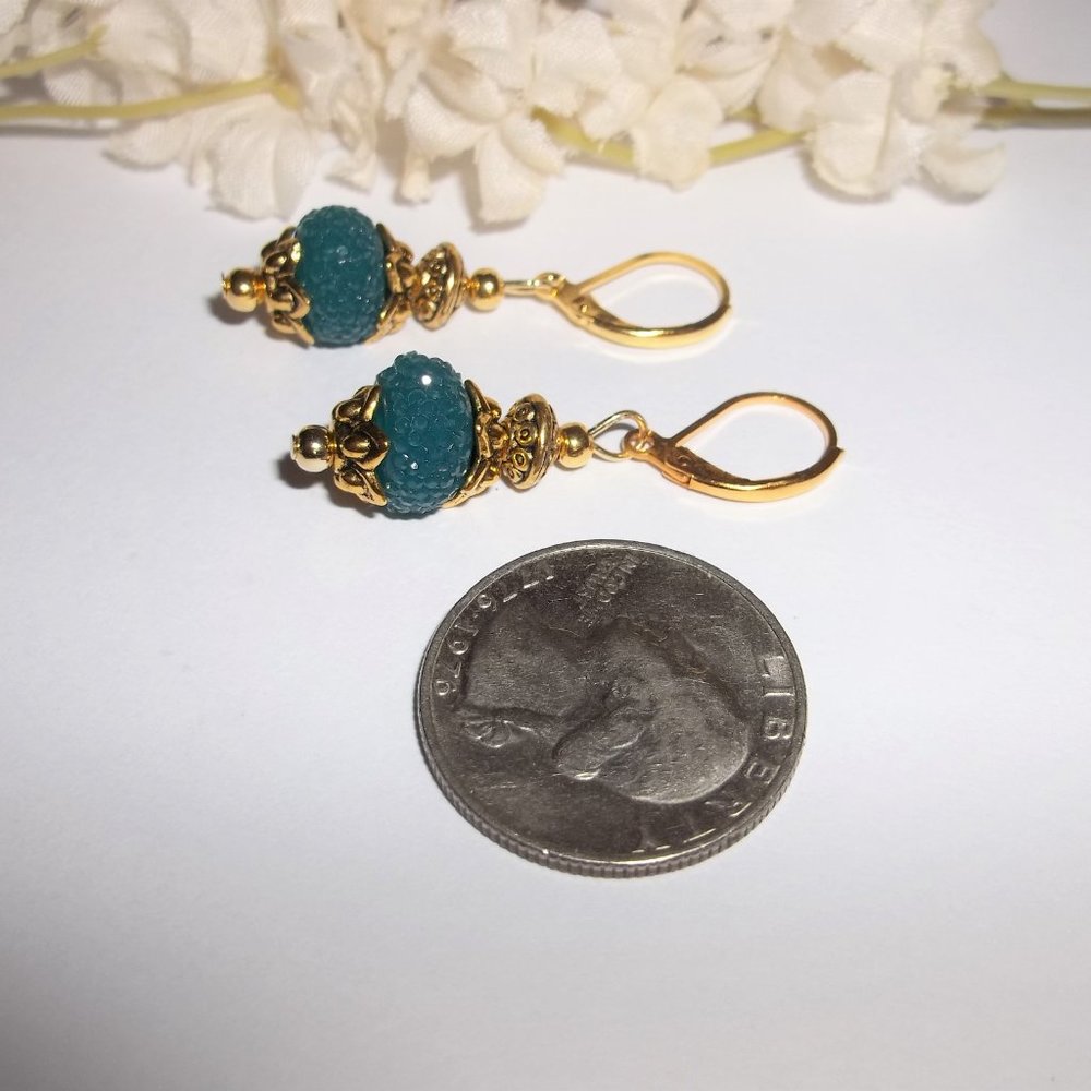 Blue & Gold Earrings Dangle Drop Jewelry NWT 6350 - Picture 5 of 6